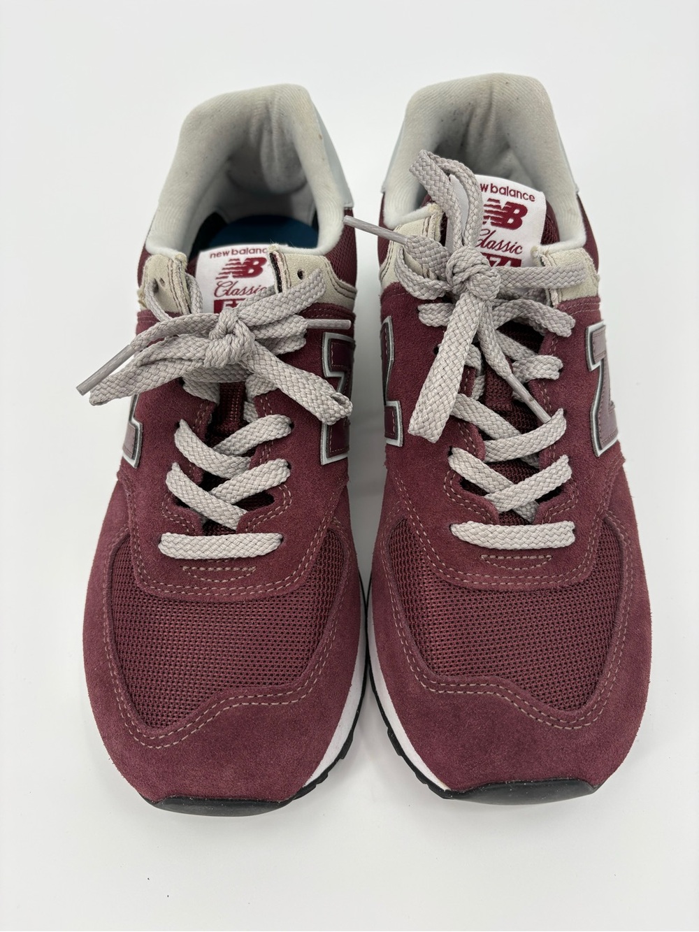 New Balance 574 Classic ML574EVM Burgundy Suede Mesh Sneakers Men’s 8.5 Women’s - Picture 6 of 12